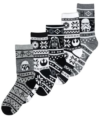 United Labels 5 Paar Star Wars Socken für Herren, Schwarz Weiß, 40-45, Herrensocken, Männer Strümpfe