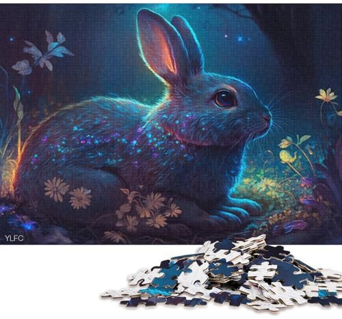 Puzzle für Erwachsene, magischer Hase, 1000 Teile, Holzpuzzle für Erwachsene und Kinder ab 12 Jahren, pädagogische Herausforderung 38x26cm/1000 Teile