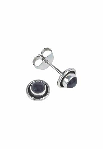 925 Sterling Silber Edelstein Ohrstecker | echtes Silber, verschiedene echte Steine zur Auswahl, handarbeit aus Indien, im Geschenkbeutel