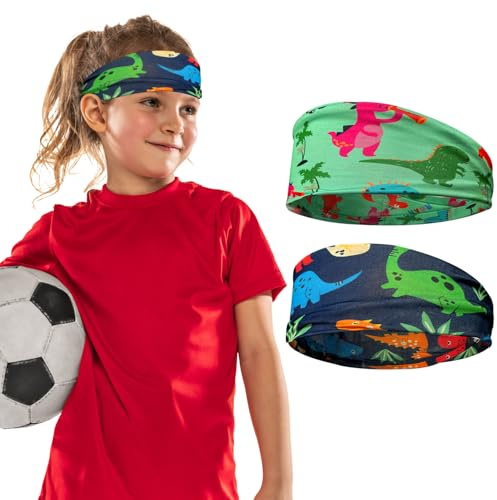 Kids Sports Headband, 2 Pcs Boys Headband Elasticity Boys Hair Band Sweat Absorbing Sports Headbands for Boys Kids Headbands for Basketball Football Hair Sweat