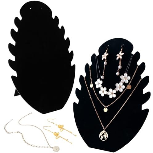 Espositore Collane in Velluto Nero, 2 Pezzi Porta Collane, Espositore Gioielli, Porta Collane E Orecchini, Espositore Collane, Porta Collane Da Tavolo, per Collane, Ciondolo, Braccialetto, Gioielli