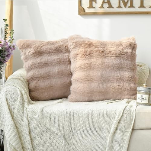 Artoid Mode Kamel Super Weich Künstliche Pelz Blasen Puffy Kissenbezüge 2er Set, 40x40 cm Flauschig Plüsch Samt Zierkissenbezug Sofa Schlafzimmer Deko