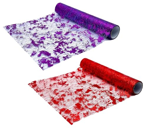 2 Stücks Tischläufer Geburtstag, Polyester Tischband Rot, Tischband Rot Organza, Vlies Tischläufer Lila, Für Party, Taufen, Hochzeit, Geburtstage, Kommunion Undbesondere Anlässe Tischdeko(Rot lila)