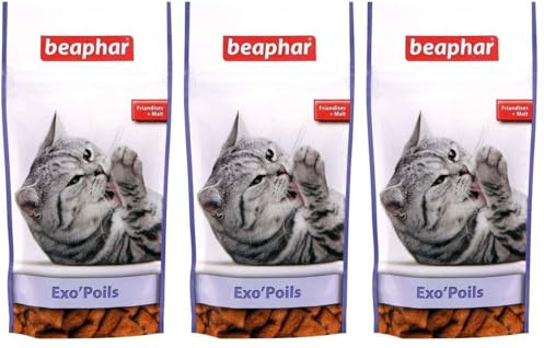 BEAPHAR – Friandises Exo'Poils au Malt pour Chat – Complément Alimentaire – Empêche la Formation de Boules de Poils et favorise Le Bien-être intestinal – Sachet refermable de 35 g