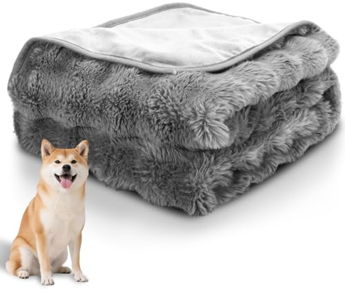 Nobleza wasserdichte Hundedecke, Warme Hundedecke Flauschig, Katzen, L 120 x 100 cm, Wendbar, Maschinenwaschbar, für Sofas und Betten Geeignete kuscheldecke, Grau