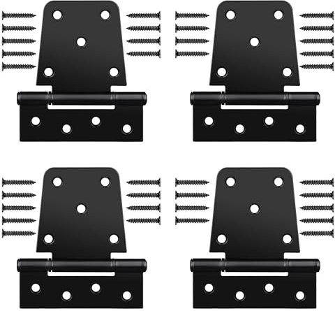 Cerniere per cancelli resistenti da 8,9 cm, confezione da 4 cerniere a T in ferro nero extra spesse, kit di hardware per cancelli per interni ed esterni, capannoni, recinzioni in legno, recinzione in