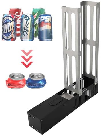 Electric Aluminum Can Crusher | 8-16oz Flattening Machine | Plastic Bottle Recycling Machine | Portable Coke Cans Compressor, with Adjustable Bracket&Automatic Cycle Function