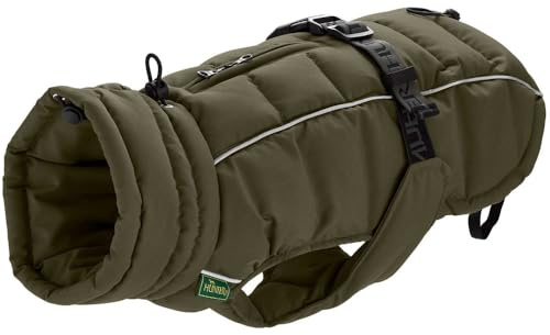 HUNTER Hundemantel Paxson Mops & Co., Farbe: Oliv, stylischer Puffermantel, wasserabweisend, reflektierende Details, optimaler Sitz für kompakte Hunde, maschinenwaschbar, Größe: 40