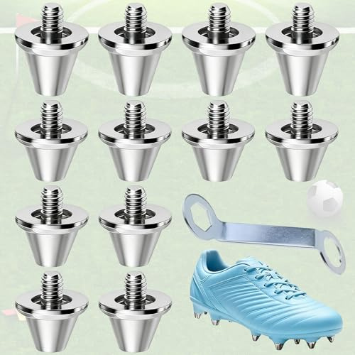 dcas 12 Stück Fußballschuhe Ersatzstollen für Stollen, Ersatzstollen mit Schraubstollen, Schraubstollen Fussball Ersatzstollen, 2 Größen,11mm, 13mm (Mit Montageschlüssel