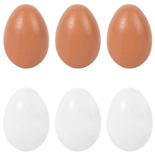 Holzeier Nesteier für Hühner, 6 Stück, Falsche Eier aus Holz, Landwirtschaftliches Werkzeug für Geflügel, Künstliche Holzeier Helfen Beim Legen, für Küche Kühlschrank Farm, Gelb, Weiß