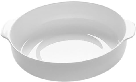 DOITOOL Bandeja de Cerámica para Hornear Blanca de Porcelana Ósea Molde Redondo Profundo de 20 CM con Asas Dobles Resistente a Altas Temperaturas Adecuado para Horno y Servir Verduras
