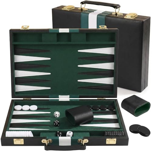 Backgammon 11 Pulgadas, Juego de Mesa Plegable para 2 Jugadores (Verde)