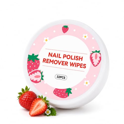 32Pcs Nail Polish Remover Pads - Lint Free Wipes Quickly & Easily Removes Gel Polish - Nail Varnish Remover Pads Gentle & Moisturizing - Nail Wipes & Nail Cleanser Travel-Friendly