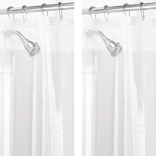 mDesign PEVA Duschvorhang (2er Set) - Badewannenvorhang - Badzubehör wasserdicht - 12 Ösen zum einfachen Aufhängen - transparent