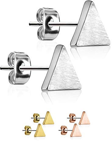Edelstahl Ohrstecker - Dreiecke - Matt [01.] - silber