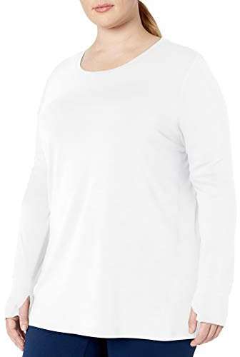 Amazon Essentials Women's Studio Relaxed-fit Long-Sleeved T-Shirt (Available in Plus Sizes), White, M