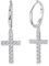 Milacolato 925 Sterling Silber Creolen Ohrringe Damen Ohrhänger Silber CZ Gold Hängende Zirkonia Kreuz Ohrringe für Frauen Herren mit Anhänger Silber/Gold
