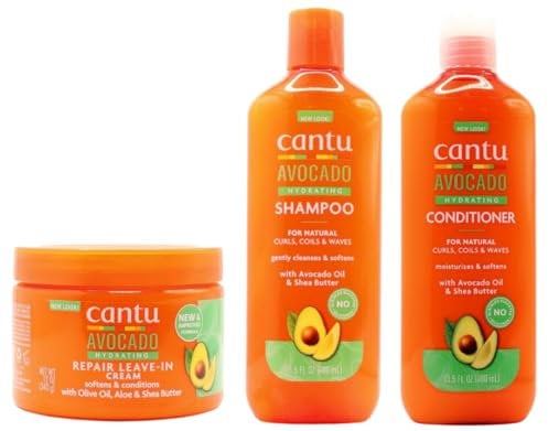 Cantu Avacado Feuchtigkeitscreme Shampoo, Conditioner und Leave-In Cream (3er-Set)