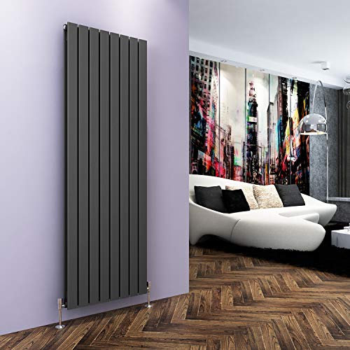ELEGANT Vertical Anthracite Radiator Flat Panel Double Column 1800 x 608 mm Designer Tall Upright Radiator