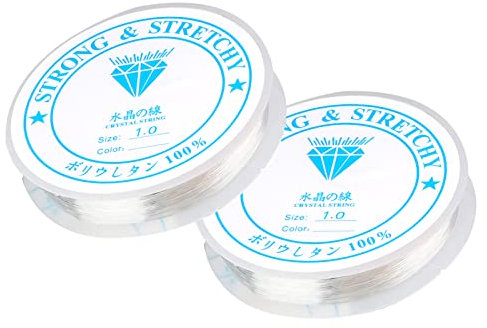 ihaspoko 2X Spule 1mm Elastisch Schmuckfaden Gummifaden Transparent Faden für Perlenschmuck Armbänder Basteln, für die Herstellung von Schmuck verwendet