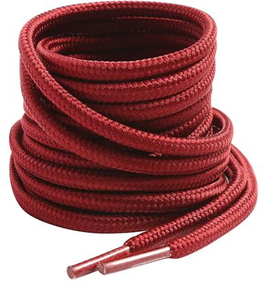 VSUDO 200 cm Lacci Rosso Scuro Rotondi per Scarponi/Stivali, Stringhe ø4 mm per Scarpe da Passeggio, Dark Red Boots Lace, Lacci Rosso Scuro per Scarpe da Lavoro/Trekking (2 Paia-Rosso Scuro-200cm)