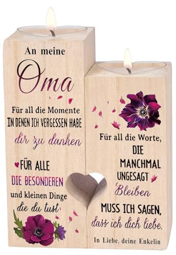 Geschenke für oma,kerzenständer- Geburtstagsgeschenk für oma,Jubiläum, Kerze personalisiert