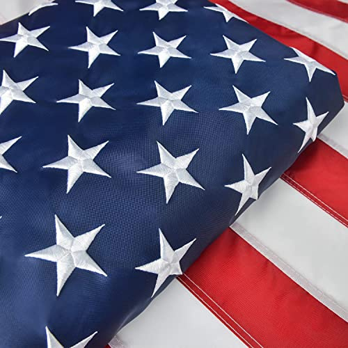 Bandiera americana 3,5 x 4,5 m, grande bandiera degli Stati Uniti con stelle ricamate, strisce cucite, occhielli in ottone, resistente bandiera USA all'aperto