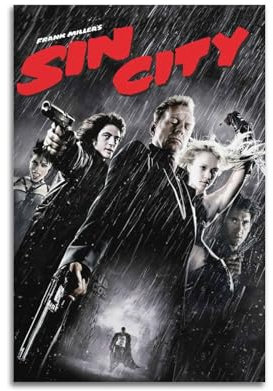 Sin City Filmposter auf Leinwand, Raumdekoration, ästhetisches Poster, künstlerisches Poster für Schlafzimmer, Wohnzimmer, Wände, 30 x 45 cm, ungerahmter Stil