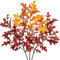 Briful 3PCS Künstliche Eichenblätter Stiele Herbstliche Kunstzweige mit Eichel Mehrfarbig Herbst Blätter für Blumengesteck Home Wohnzimmer Dekoration