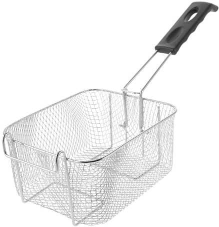 ABOOFAN Stainless Steel Deep Fry Basket with Long Handle Chip Frying Basket Wire Mesh Frying Basket Cooking Strainer for French Fries, Potato, Fried Food