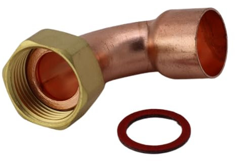 Lötmuffe Überwurfmutter Hahnanschluss, Winkel Verschraubung Beweglich Löt für Kupferrohr, Kupferfitting (15 x 3/4)