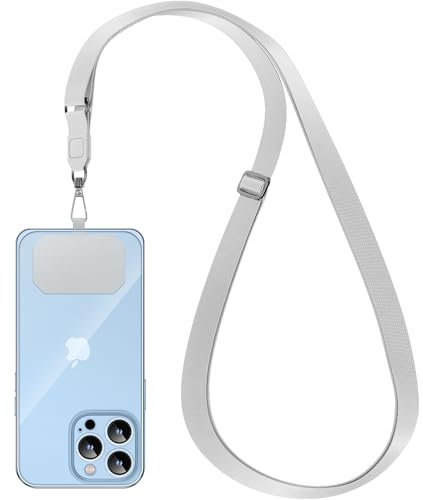 GUMO-LONG Handyband Universal, Kette zum Umhängen, Handykordel zum Umhängen, kompatibel mit Allen Smartphones, Handyband mit jeder Hülle kombinierbar - Grau