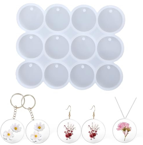 LongHoneySong 12 Stück Epoxidharz Formen für Schmuck DIY - Anhänger, Schlüsselanhänger Silikonformen - Gießformen für Epoxidharz