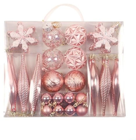 GZKDKZB Weihnachtskugeln, Christbaumschmuck, Kugeln, Mini-Weihnachtskugeln, Ornamente für Partys, Weihnachten, Hochzeitsfeiern, Weihnachtsdekorationen (Roségold)