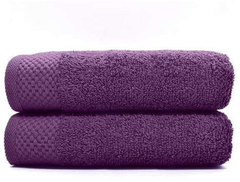 HIPERMANTA Pack Toallas Lavabo 2 Unidades 50x90 Algodón 100%. Toallas Lavabo. Rizo Americano. Alta Absorcion. Suaves y Resistentes a la Decoloración. Color Lila