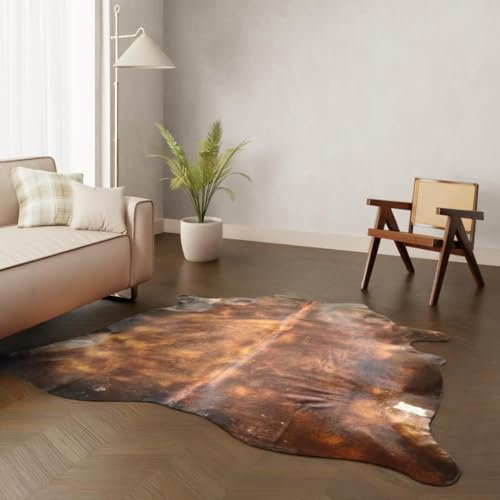 Wildlife Design Kuhfell Teppich Echtfell Dunkelbraun XL 230x210 cm Wohnzimmer Nachhaltig Tierfreundlich Gratis Lederuntersetzer
