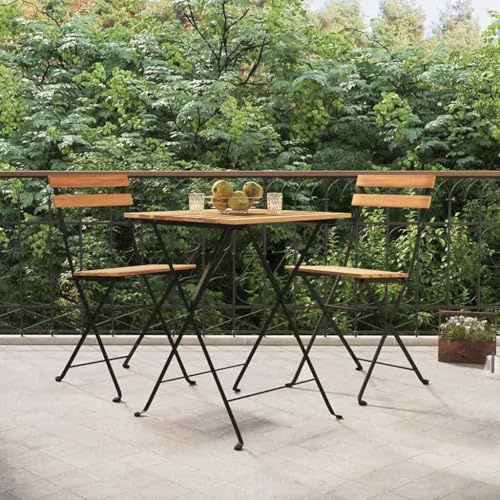 Mimdixy Gartenstühle Lounge Möbel Outdoor,3-TLG. Bistro-Set Klappbar Massivholz Teak und Stahl