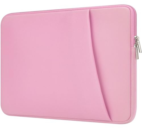 HEDUGO Laptop Sleeve Case with Zipper Accessory Pocket Compatible with 15 to 16 inches MacBook Air/Pro Padded Computer Pouch Cover Shockproof Protective for 15” to 16” Laptop/Chromebook/Tablet, Pink