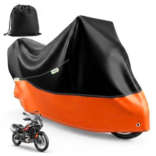 mobumeia Motorrad Abdeckplane Outdoor, 210D Motorradabdeckung Wasserdicht | 245x105x125cm Abdeckplane, Motorrad Garage Plane, Fahrradabdeckung mit Beutel für Moped Roller Motor Enduro Straßen