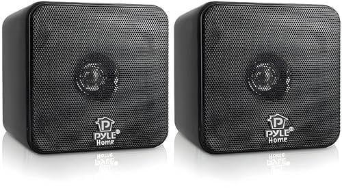 Pyle Altavoces satelite, Mini Cube, Estanteria, Pequeños, Pasivos, Estereo, Cine en casa