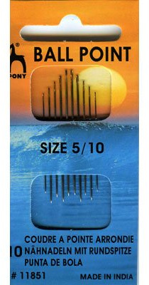 Pony Gold Eye Sewing Needles: Ballpoint Size 5-10, Multi-Colour