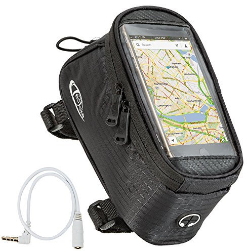 tectake® Handy Fahrradtasche, Fahrrad Rahmentasche, Fahrradtasche Rahmen, Handyhalter wasserabweisend, Handyhalterung, Fahrrad Tasche als Rennrad Zubehör, für e Bike oder Mountainbike - Schwarz, L