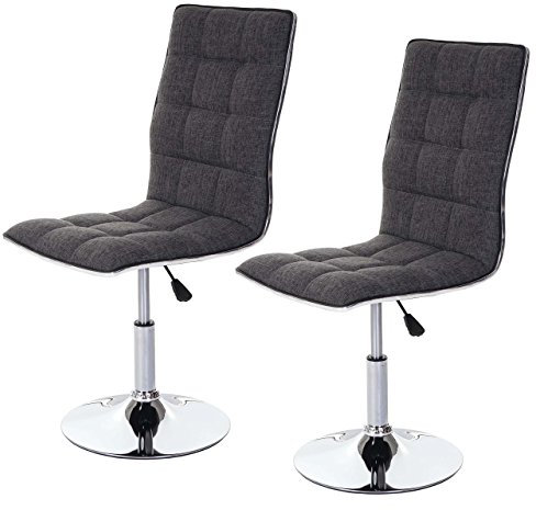 Mendler 2er-Set Esszimmerstuhl HWC-C41, Stuhl Küchenstuhl, höhenverstellbar drehbar, Stoff/Textil FSC® - grau