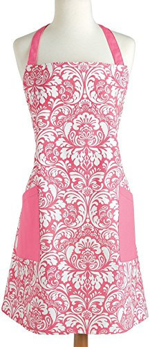 Butterme 100% Baumwolle Frauen Kochschürze Vintage Küchen-Schürze Kochschürze Backen Schürze mit 2 Taschen (Rosa)