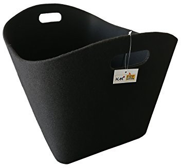 Hochwertiger Filzkorb schwarz - Aufbewahrung für Holz - Premium Qualität Brennholz Korb aus Filz – stabil und für große Mengen mit Griffen - Ideal für Holzlagerung, Kaminkorb, Holzkorb Art. 498