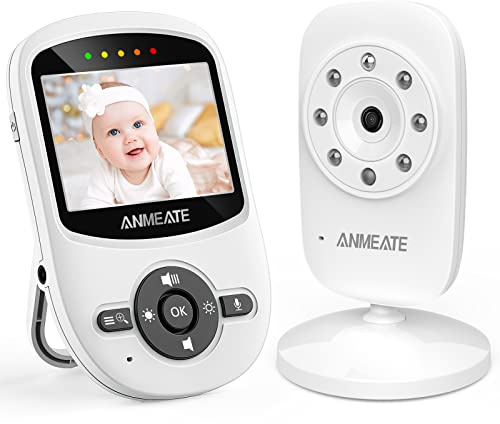 Anmeate Video-Baby-Monitor mit Digital-Kamera, 2,4 GHz, kabelloser Videomonitor mit Temperatur-Monitor, Übertragungsreichweite, 2-Wege-Talk, Nachtsicht, Hochleistungsakku (1 Kamera)