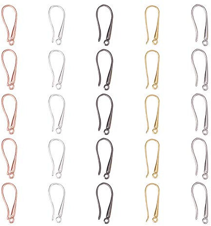 PandaHall Elite 50 teile/schachtel Messing Ohrhaken Komponenten für Schmuckherstellung, 5 Mischfarben, 23x9x2.5mm