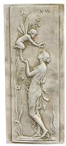 Darthome Ltd Stone Garden Statue Ornament Sculpture Nymph & Cherub Angel Fairy Wall Plaque B