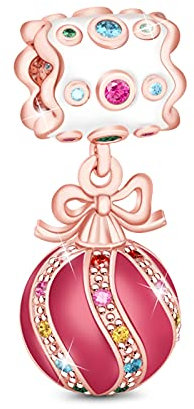GNOCE Weihnachten Bunte Verzierung Ball Charm Anhänger S925 Sterling Silber Frohe Weihnachten Charm Bead für Armband Halskette Weihnachts Schmuck Geschenk