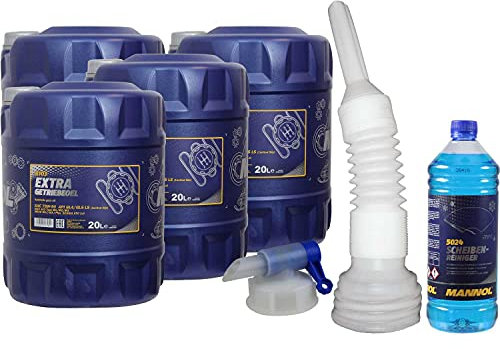QR-Parts Set 80 Liter 85470305 MN8103-20 DIN61 5024 CT4503 1 Original MANNOL Scheiben-Reiniger -70 °C Frostschutz Konzentrat 20 Extra Getriebeöl 75W-90 API GL 4/GL 5 LS Auslaufhahn